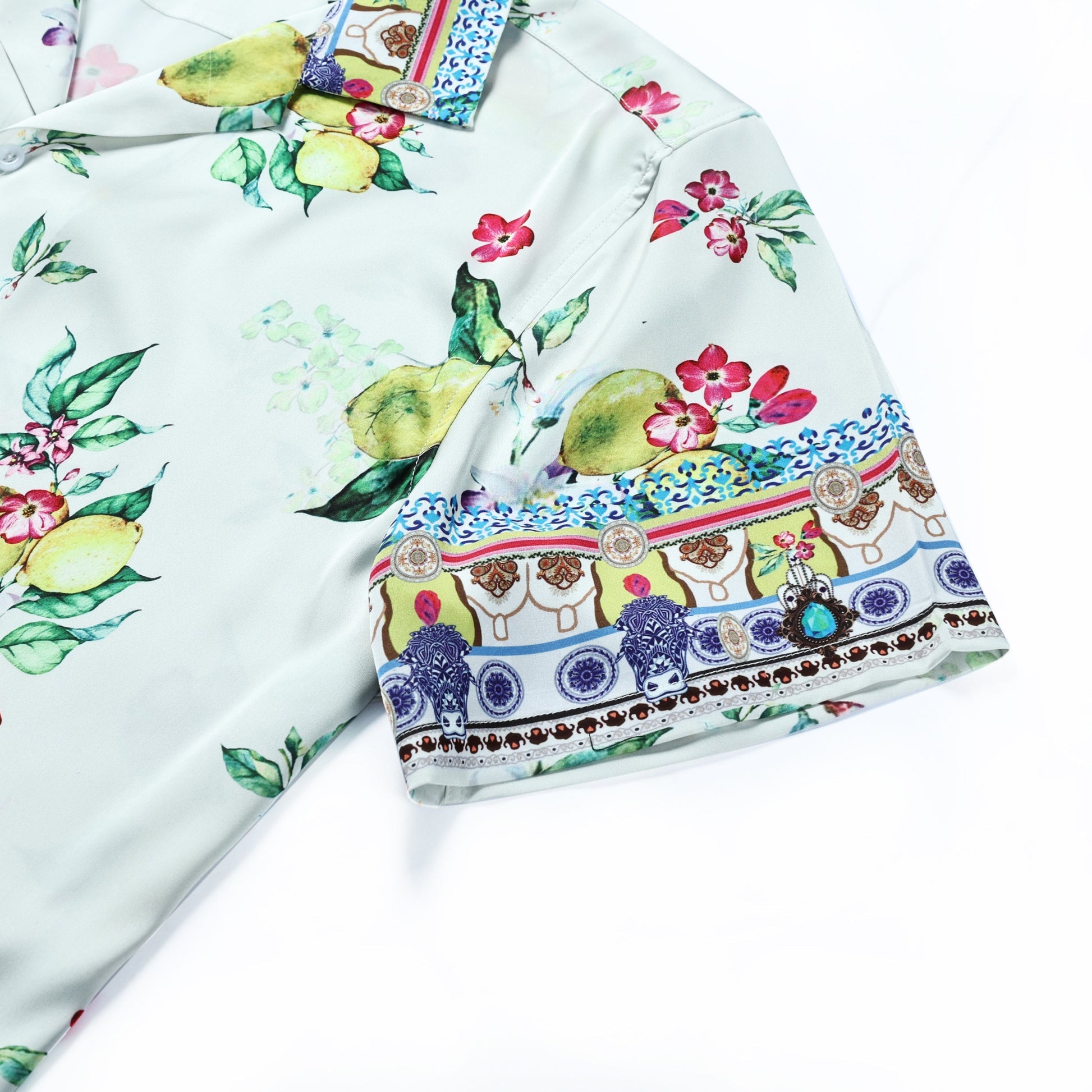 Lemon Pattern Short Sleeve Camp Collar Shirt Jonvidesign