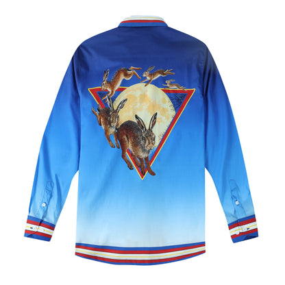 Moon Rabbit Gradient Color Long Sleeve Vacation Shirt Jonvidesign