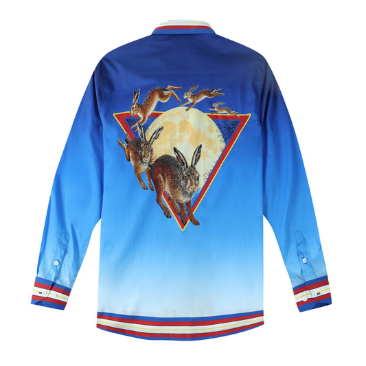 Moon Rabbit Gradient Color Long Sleeve Vacation Shirt Jonvidesign