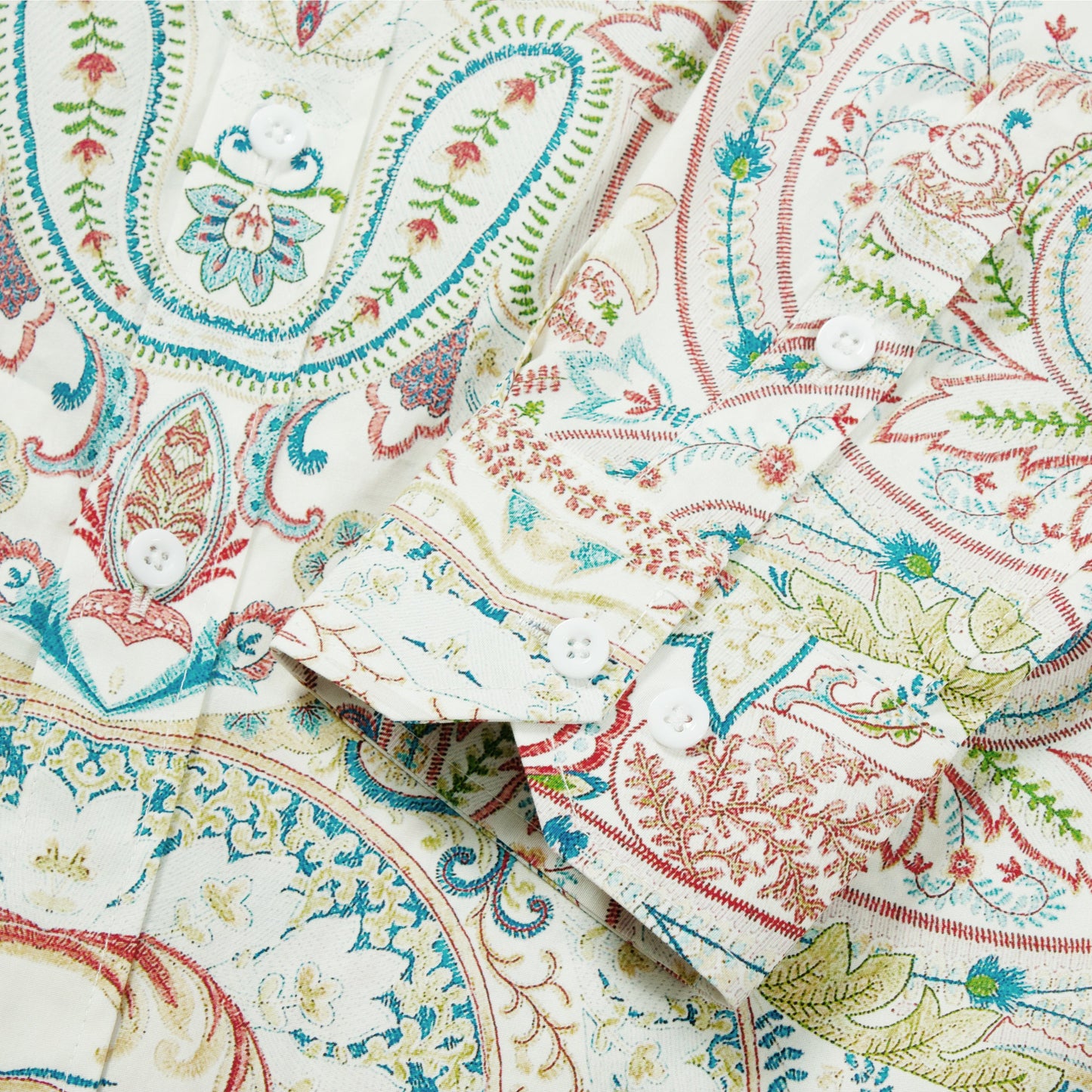 Multicolor Paisley Pattern Long Sleeve Button Down Shirt Jonvidesign