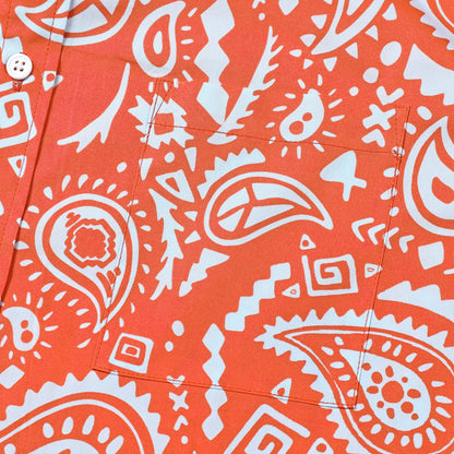 Orange Paisley Print Long Sleeve Shirt Jonvidesign