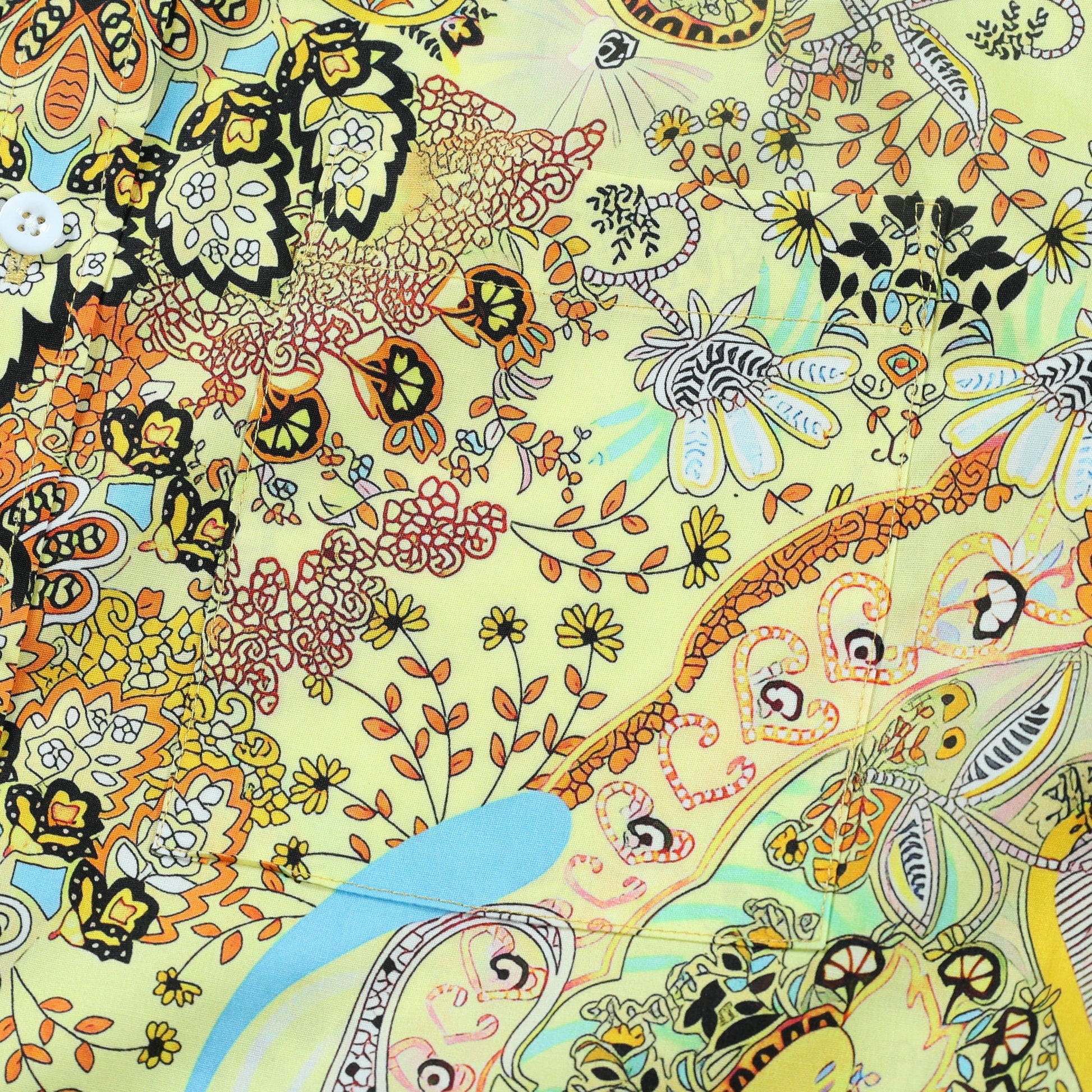 Paisley Pattern Long Sleeve Button Down Shirt in Yellow Jonvidesign