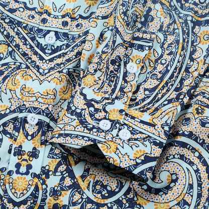 Paisley Print Long Sleeve Button Down Casual Shirt Jonvidesign