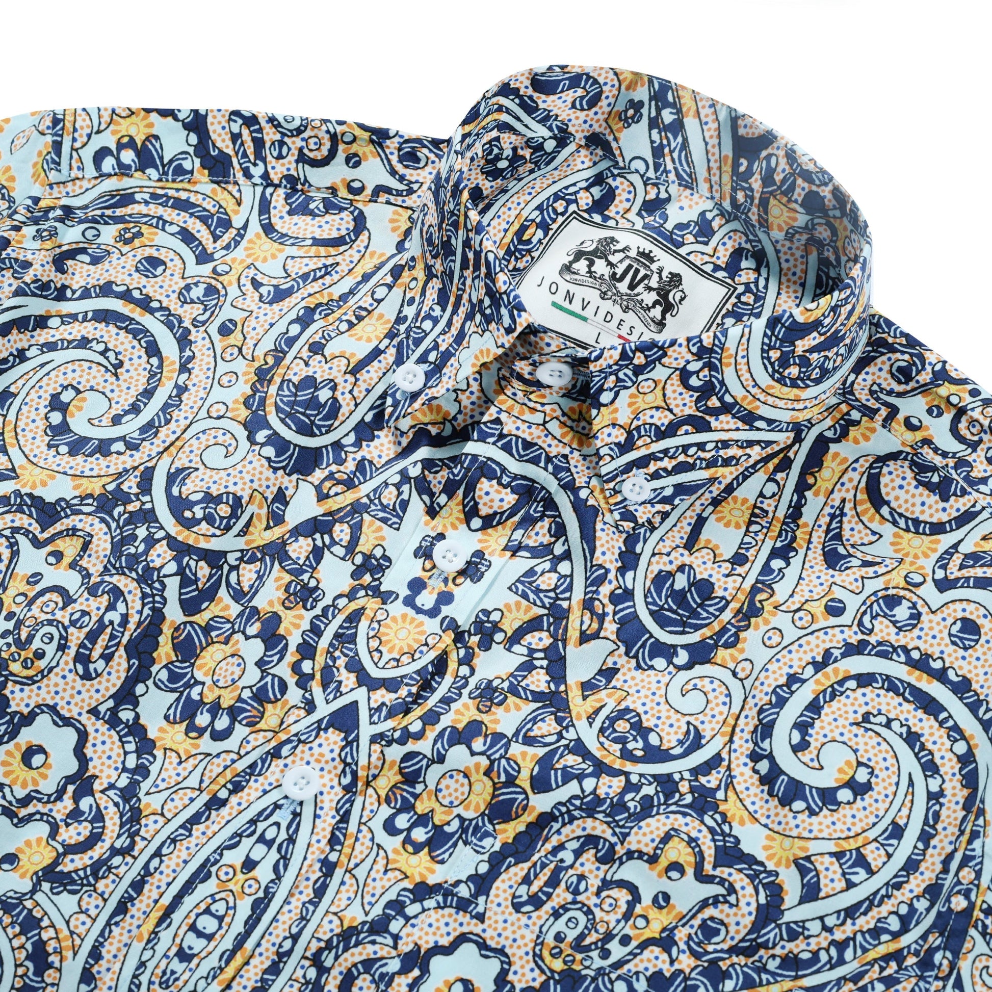 Paisley Print Long Sleeve Button Down Casual Shirt Jonvidesign