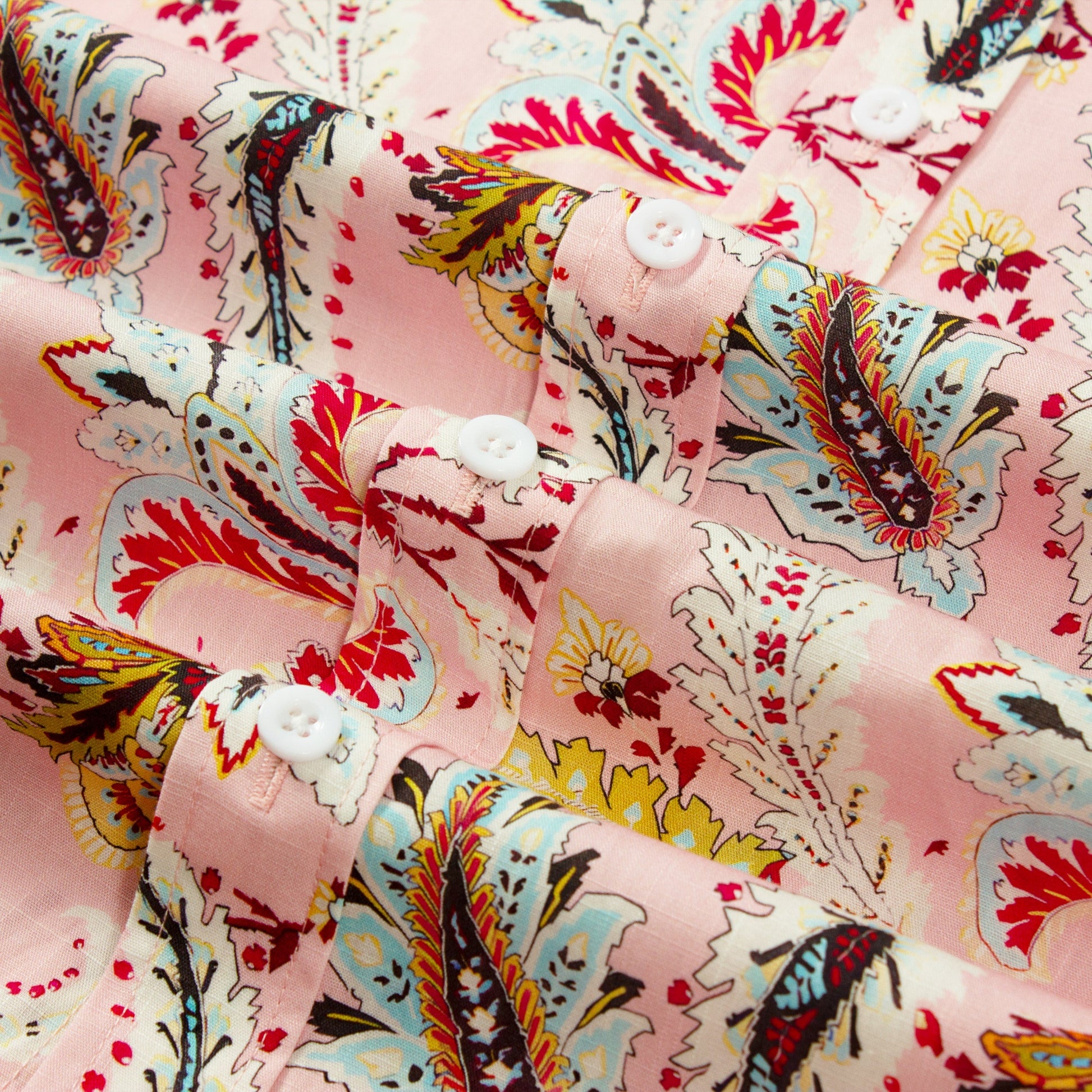 Pink Paisley Pattern Short Sleeve Shirt for Men Jonvidesign
