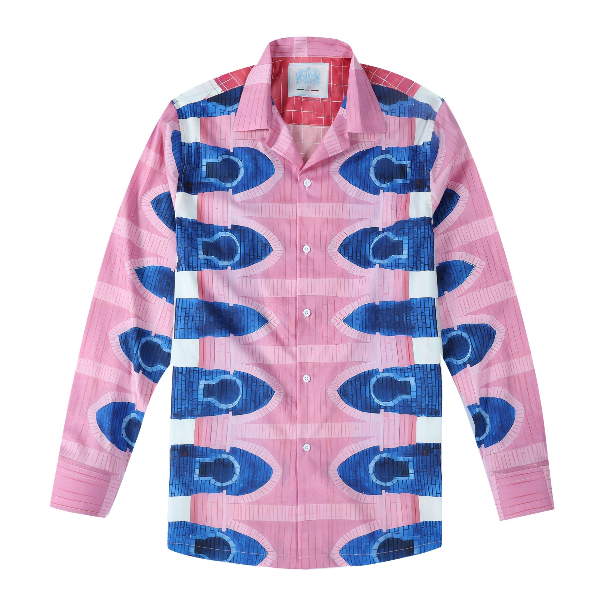 Pool Tile Pattern Long Sleeve Vacation Shirt Jonvidesign