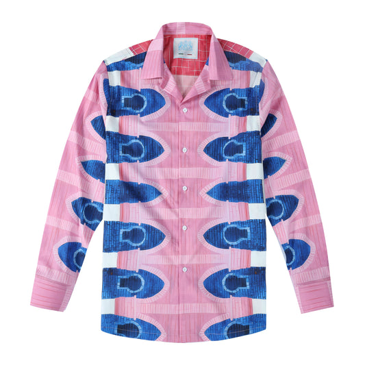 Pool Tile Pattern Long Sleeve Vacation Shirt Jonvidesign