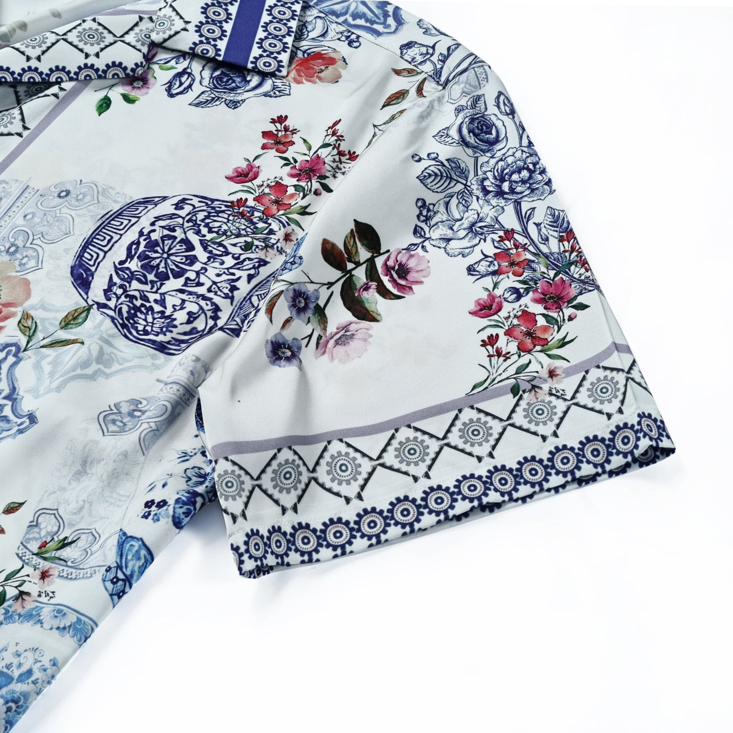 Porcelain Floral Camp Collar Shirt Jonvidesign