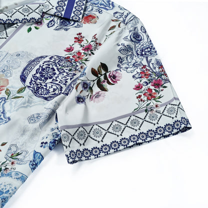 Porcelain Floral Camp Collar Shirt Jonvidesign