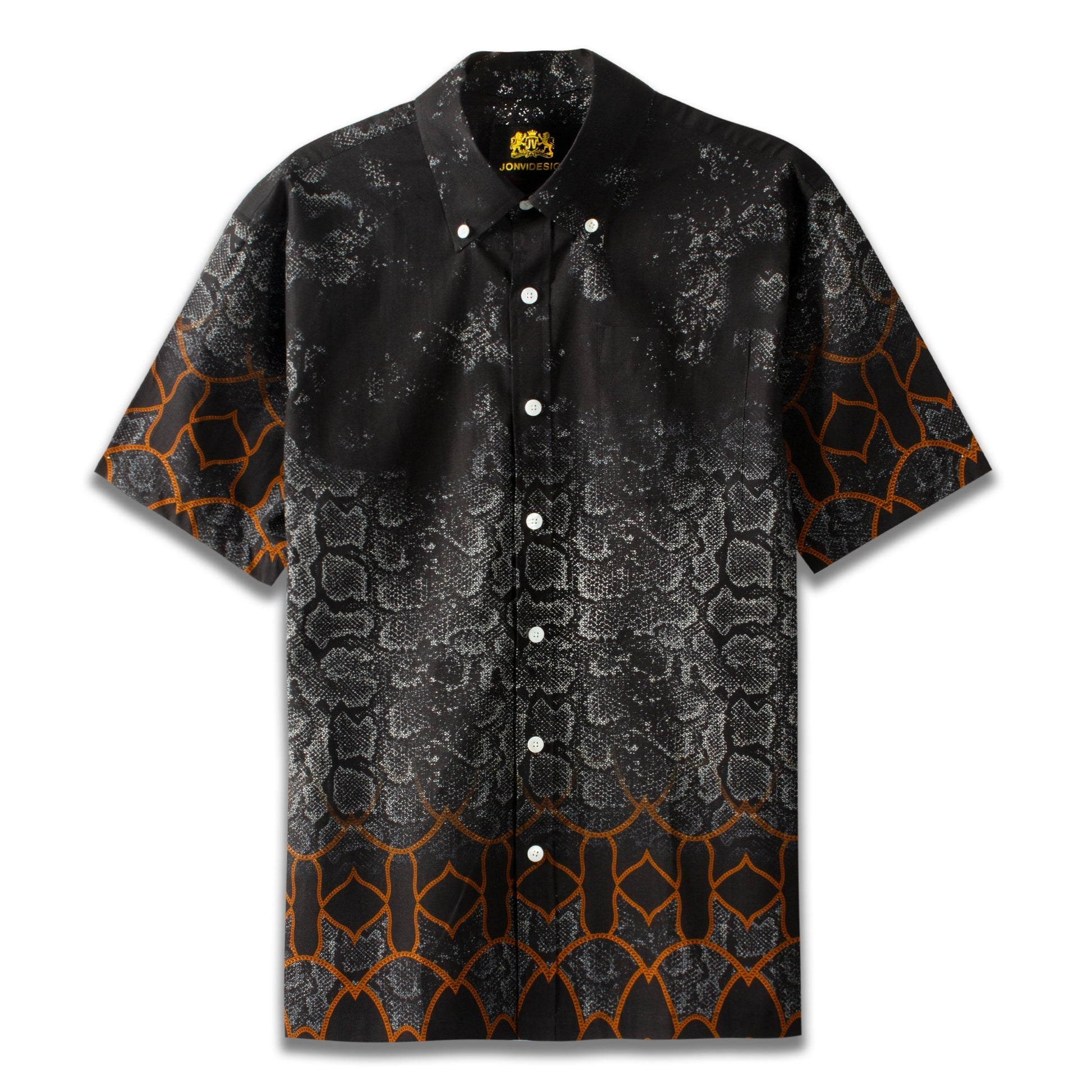 Snakeskin Print Short Sleeve Dress Shirt for Men Jonvidesign
