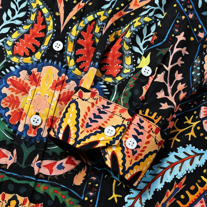 Tribal Floral Print Long Sleeve Shirt Jonvidesign