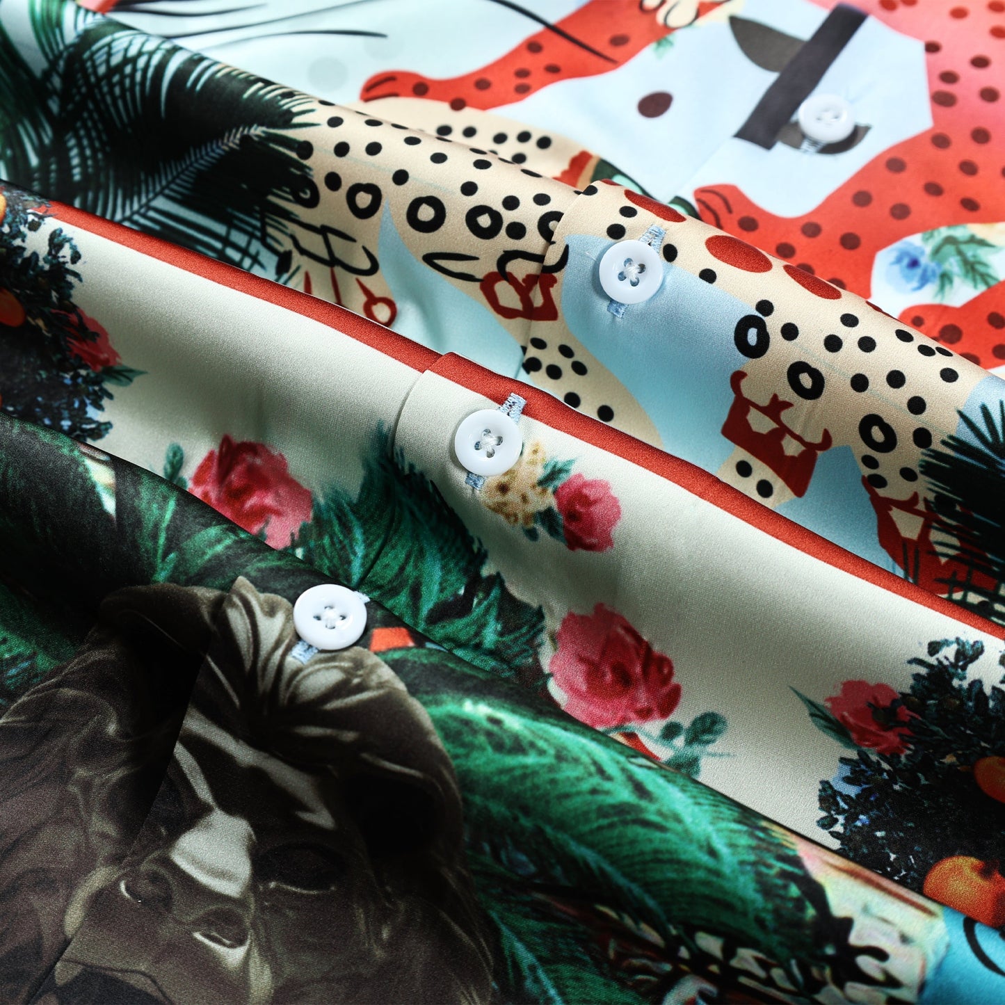 Tropical Animal Pattern Short Sleeve Camp Collar Shirt Jonvidesign