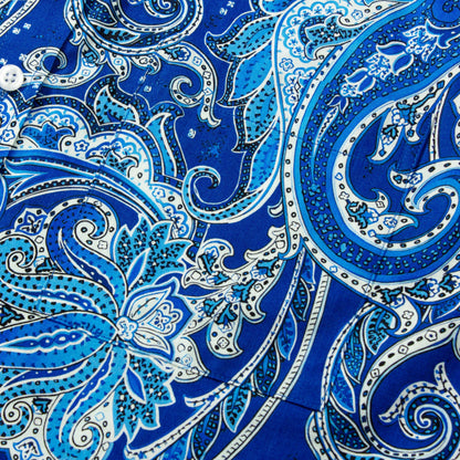 Tropical Paisley Pattern Short Sleeve Casual Shirt in Blue Jonvidesign
