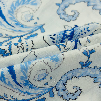 Tropical Paisley Print Short Sleeve Dress Shirt in Blue Jonvidesign