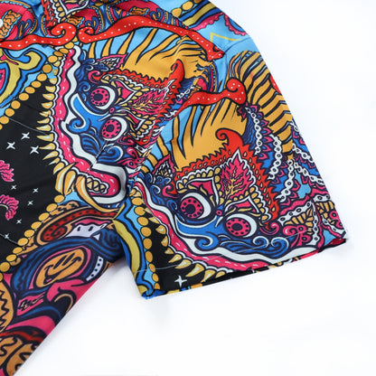 Vintage Pattern Short Sleeve Button Down Shirt Jonvidesign