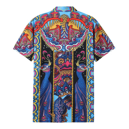 Vintage Pattern Short Sleeve Button Down Shirt Jonvidesign