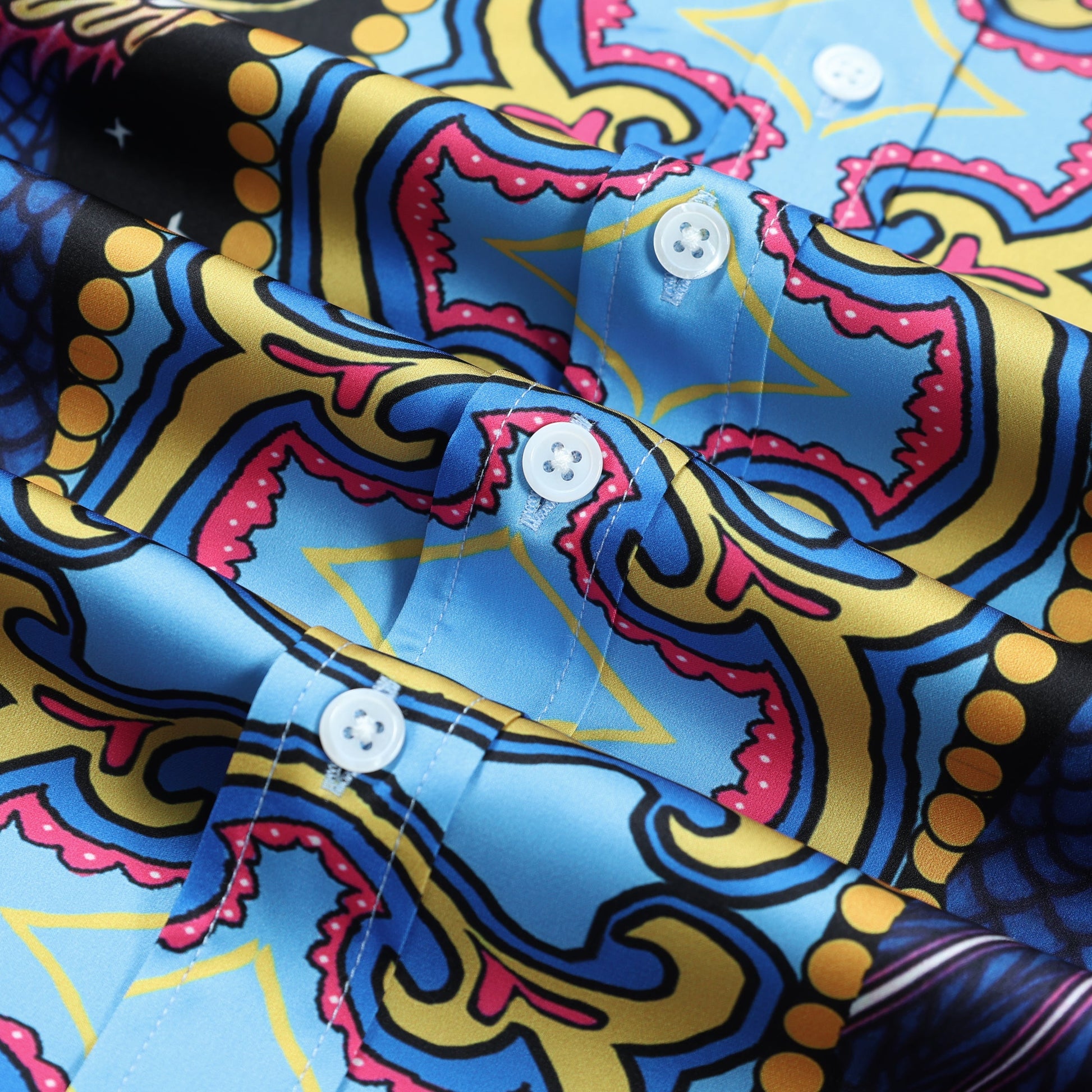 Vintage Pattern Short Sleeve Button Down Shirt Jonvidesign