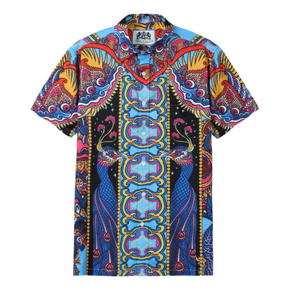 Vintage Pattern Short Sleeve Button Down Shirt Jonvidesign
