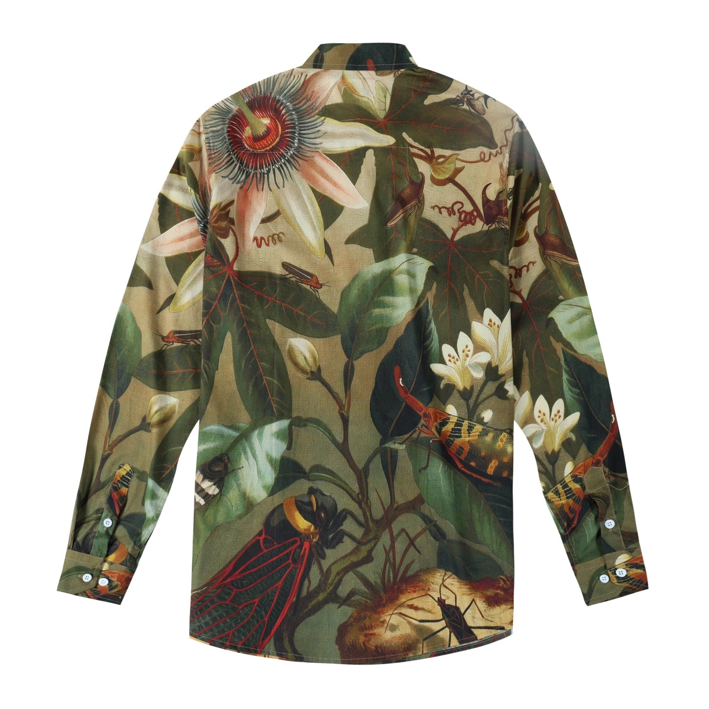 Woods Insect Pattern Long Sleeve Button Down Shirt Jonvidesign