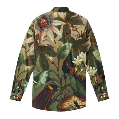 Woods Insect Pattern Long Sleeve Button Down Shirt Jonvidesign