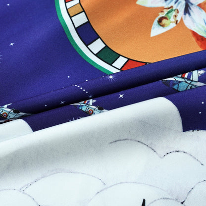 Zodiac Orange Airplane Castle Short Sleeve Camp Collar Shirt Jonvidesign