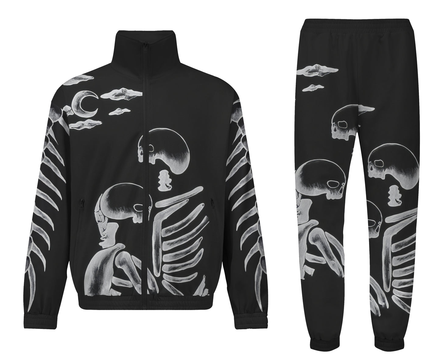 Centipede Skull Print Elastic Waist Sports Sweatshirt Pants