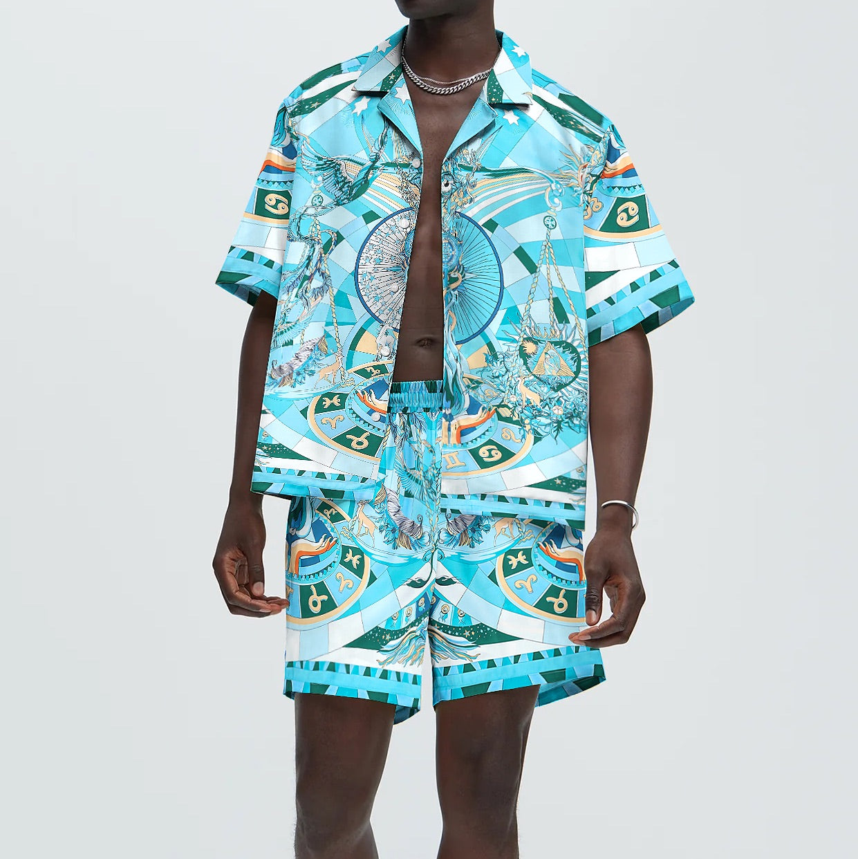 Libra Print Elastic Waistband Casual Shorts