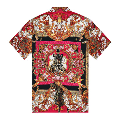 Wild Animal Design Silk Fiber Short Sleeve Shirt