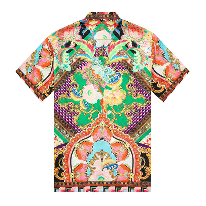 Luxury Resort Wear Silk Fiber Short Sleeve Shirt