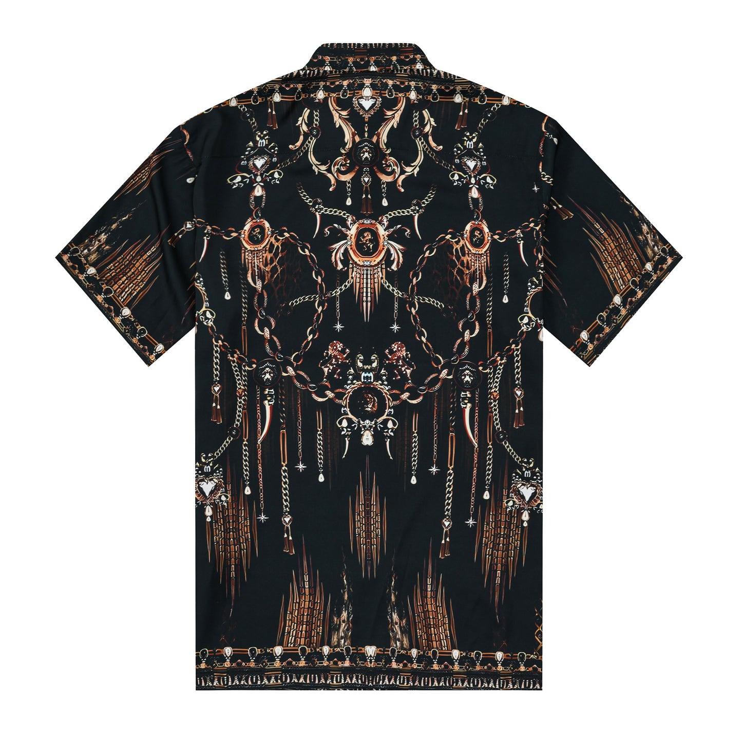 Rough Chain Design Silk Fiber Short Sleeve Shirt