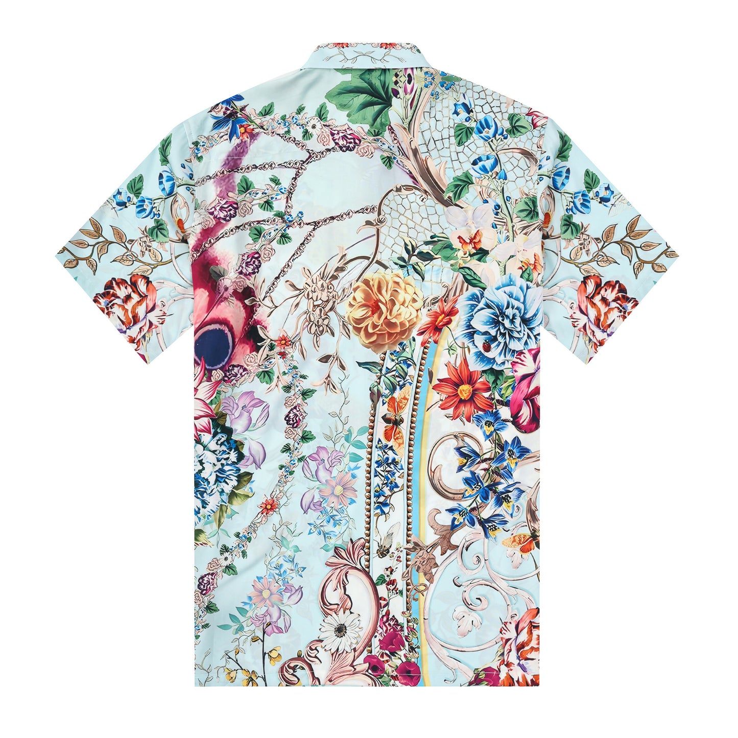Natural Floral Silk Fiber Short Sleeve Casual Shirt