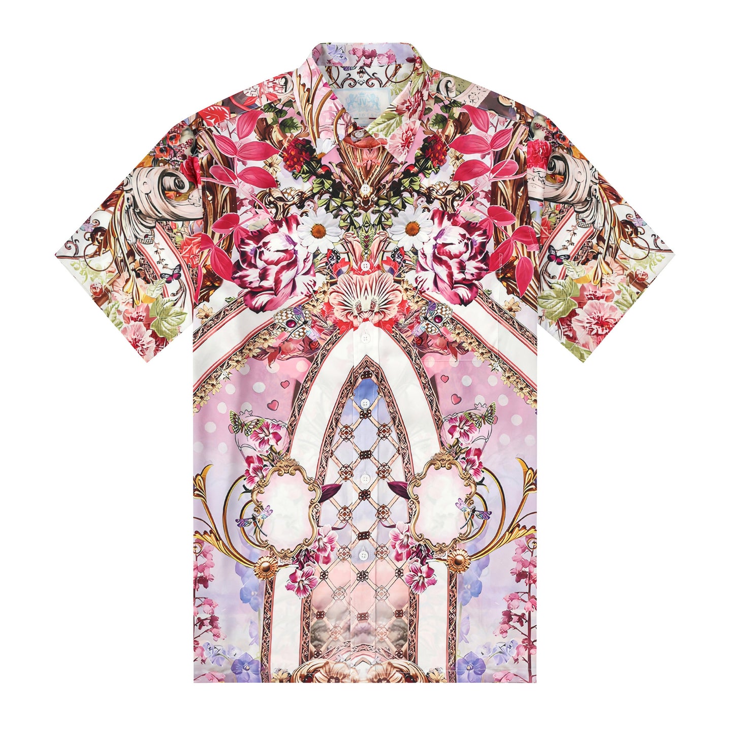 Floral Blossom Printed Silk Fiber Short Sleeve Casual Shirt