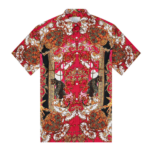 Wild Animal Design Silk Fiber Short Sleeve Shirt