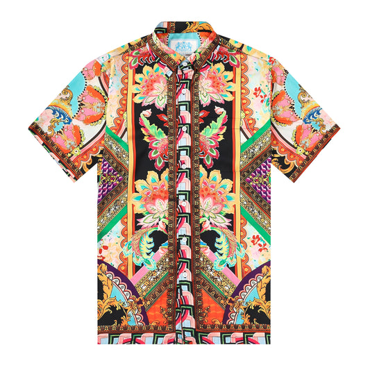 Luxury Resort Wear Silk Fiber Short Sleeve Shirt