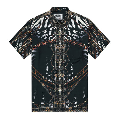 Chain Animal Printed Silk Fiber Short Sleeve Shirt