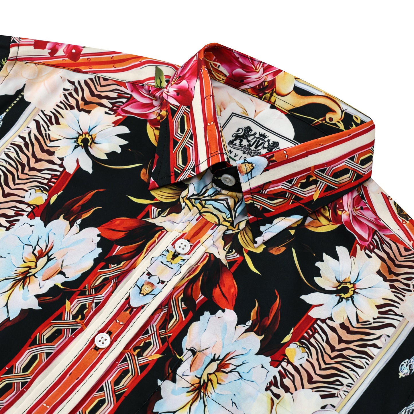 Luxury Flower Print Silk Fiber Short Sleeve Shirt