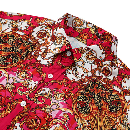Wild Animal Design Silk Fiber Short Sleeve Shirt