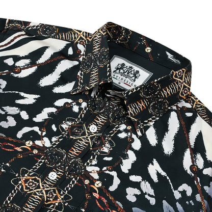 Chain Animal Printed Silk Fiber Short Sleeve Shirt