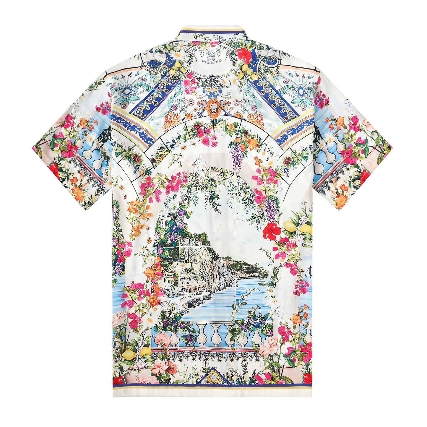 Resort Lemon Arch Door Silk Fiber Short Sleeve Shirt