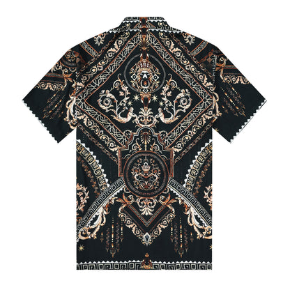 Glam Style Pattern Silk Fiber Short Sleeve Shirt