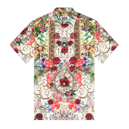 Gorgeous Floral Printed Silk Fiber Short Sleeve Shirt