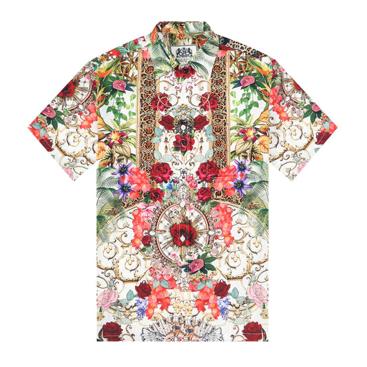 Gorgeous Floral Printed Silk Fiber Short Sleeve Shirt