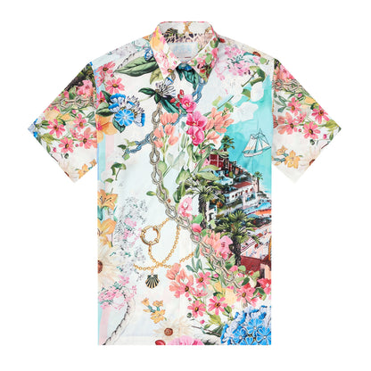 Vacance Summer Printed Silk Fiber Short Sleeve Shirt