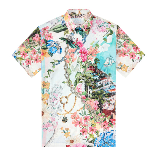 Vacance Summer Printed Silk Fiber Short Sleeve Shirt