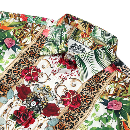 Gorgeous Floral Printed Silk Fiber Short Sleeve Shirt