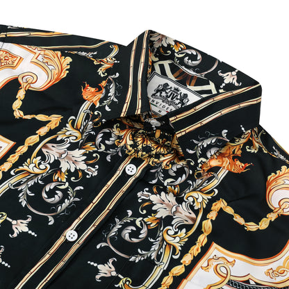 Golden Baroque Silk Fiber Short Sleeve Shirt