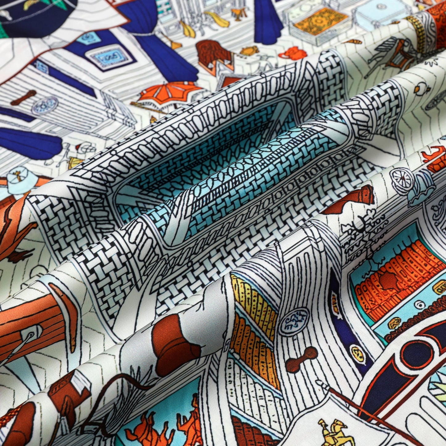 Multicolor Print Silk Fiber Short Sleeve Camp Collar Shirt