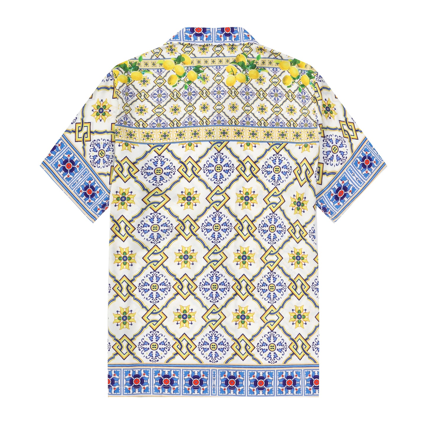 Floral Pattern Silk Fiber Short Sleeve Camp Collar Shirt